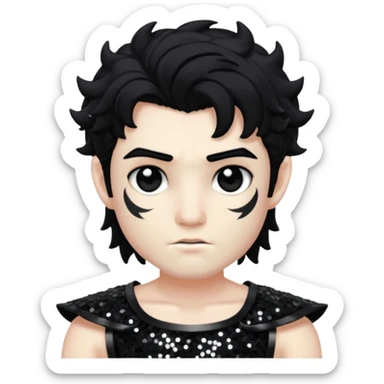 Cronus from Mythology with black hair, black sequin outfit sticker