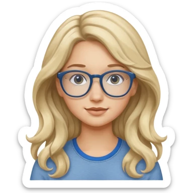 Fille 20ans qui a des cheveux long et blond et wavy avec des lunettes et des yeux bleu- gris sticker