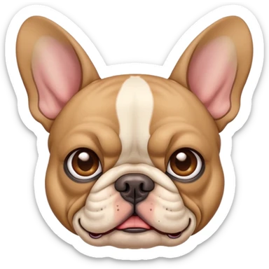 tan french bulldog head with bat ears and wrinkled face sticker