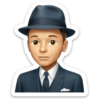 Frank Sinatra emoji showing data analytics trendlines on a screen in the background sticker