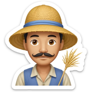 rice farmer with a chinese mustache sticker
