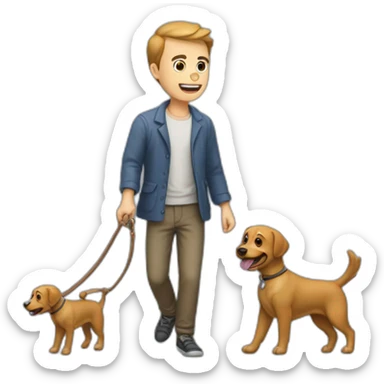 Homme qui se fait poursuivre pars un chien sticker
