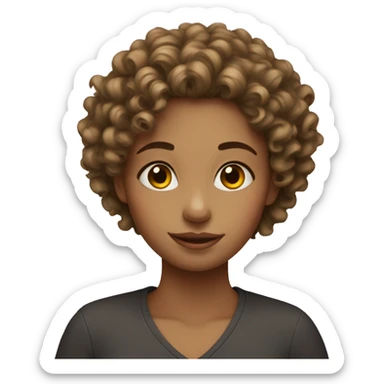 curly girl with a heart finger sticker