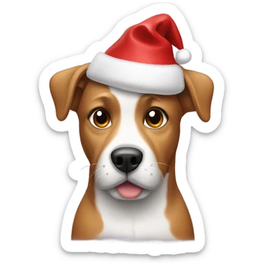 dog with christmas hat sticker