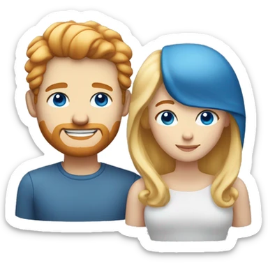 Couple white man with ginger hair and short beard and no mustache and blue eyes and a white woman with blonde hair and blue eyes  sticker