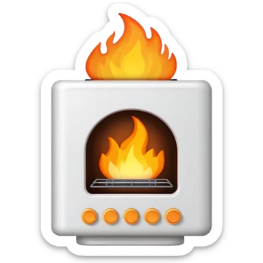 home heating system with flames sticker