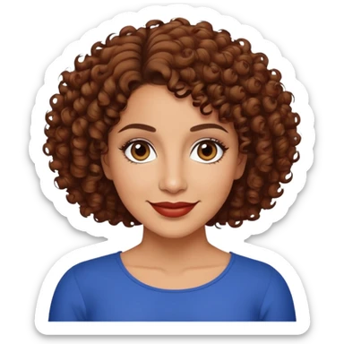 Puerto Rican actress Marian Pabón with short curly hair, expressive eyes, warm smile, middle-aged Latina woman sticker