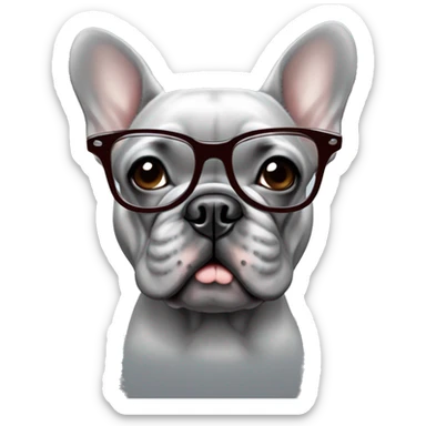 Gray french bulldog with glasses sticker