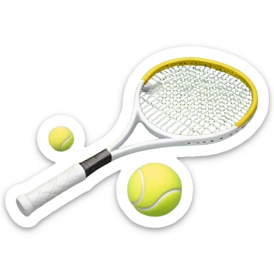 A tennis racket and ball on a grass or hardcourt surface, symbolizing the sport. The racket has a sleek design with tightly strung strings, while the bright tennis ball rests nearby, capturing the essence of precision, agility, and competition. sticker