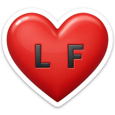 The letters l + f in a heart sticker