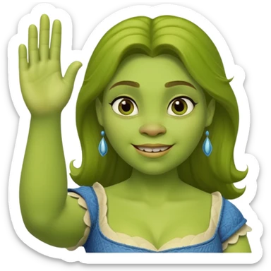 Fiona from Shrek, green ogre girl, waving sticker