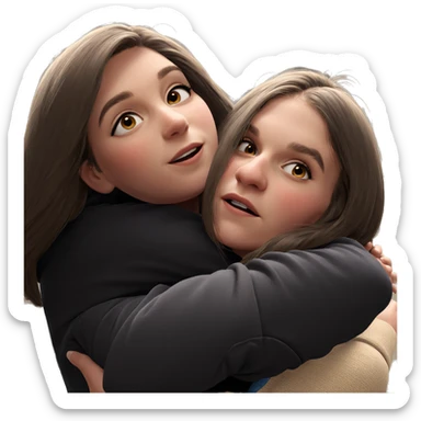 girls sharing a warm hug sticker