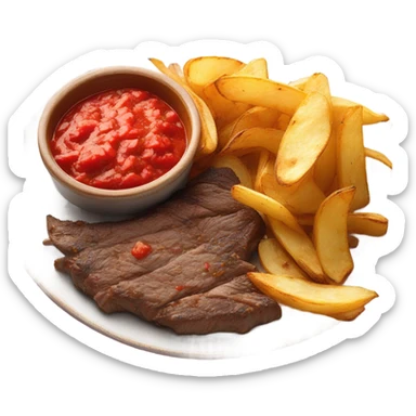 Bistec con papas en salsa roja sticker