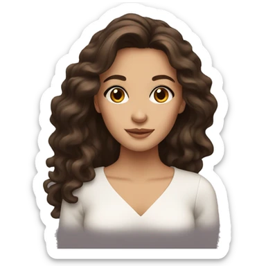 beautiful brunette with brown eyes and flowy hair sticker