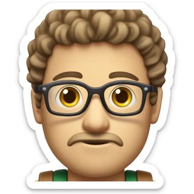 Cra um emoji velo com cabelo branco testa um pouco careca braco de oculos sticker