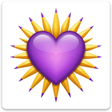 purple heart with a sunburst pattern sticker