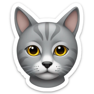 Gato triste de color gris solo rostro sticker