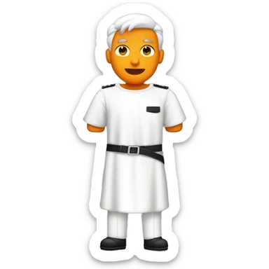 Prisionero blanco vestido con mono naranja en la carcel sticker