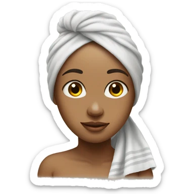 realistic girl with towel on her head after showering sticker
