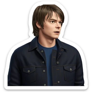 denim jacket against brick wall sticker