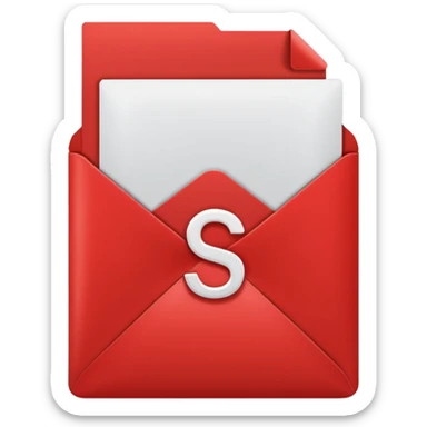 red envelope letter with white "S" logo sticker