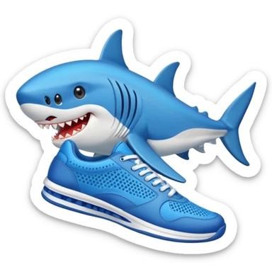 Tiburón con zapatos tenis azules sticker