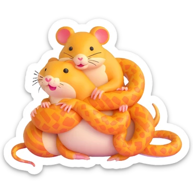 snake hugging a hamster sticker