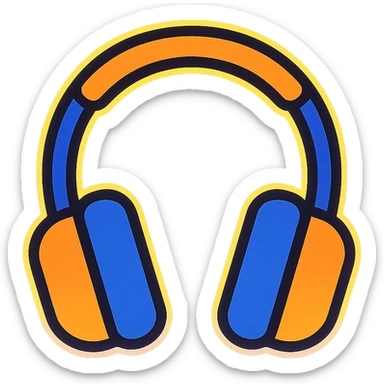 headphones with glowing neon effect, vibrant colors, glowing outline on dark background sticker