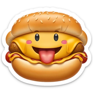 Smile emoji with hotdog and drool in mouth sticker