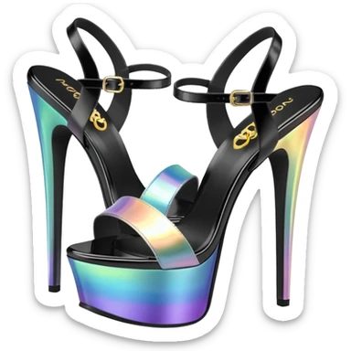 3D rendering pair of Fabulicious brand platform heel sandals sticker