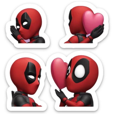 Deadpool with heart with his hands sticker