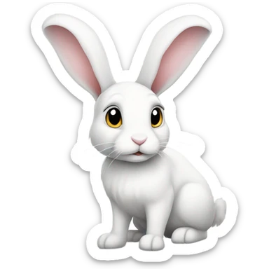 white bunny with floppy ears full body sticker