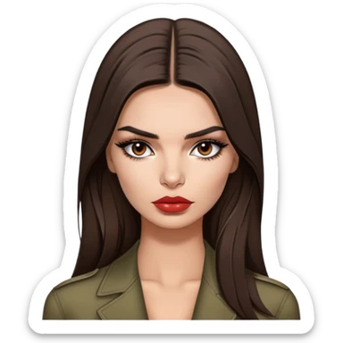 Emily Ratajkowski, brunette fashion model with long dark hair, pouty lips, and defined eyebrows sticker