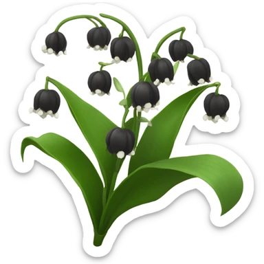 black lily of the valley flower sticker