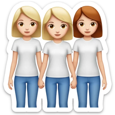 3 girls holding hand wearing white shirt sticker