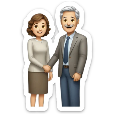 44 old man with brown hair congratulating his wife on the 19th sticker