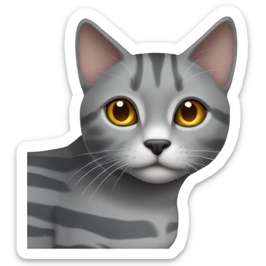 Grey cat with white stripes with amber eyes Scottish breed sticker