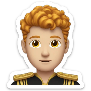 A 15yo ginger male in royal black and gold uniform on him sticker