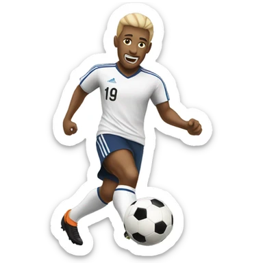 White skin Soccer player kicking a ball  sticker