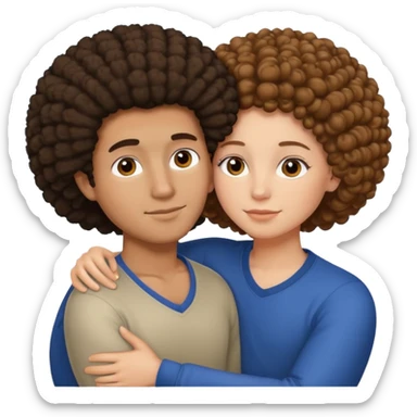 Couple cuddling afro male and Brown haired white Girl  sticker
