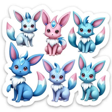 Kawaii Sylveon-Glaceon-Vaporeon-Espeon-Pokemon full body sticker