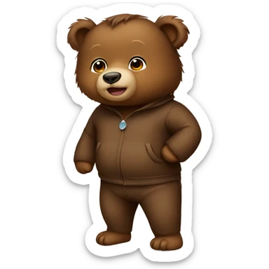 Baby brown bear in pants  sticker