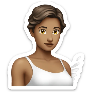 Angel woman brunette fit white  sticker