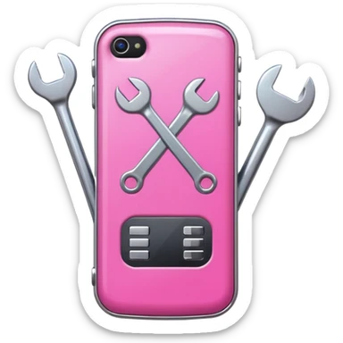pink cellphone with a wrench sticker