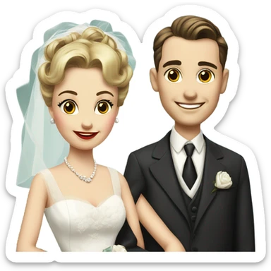 realsitc 1950's Bride & Groom sticker