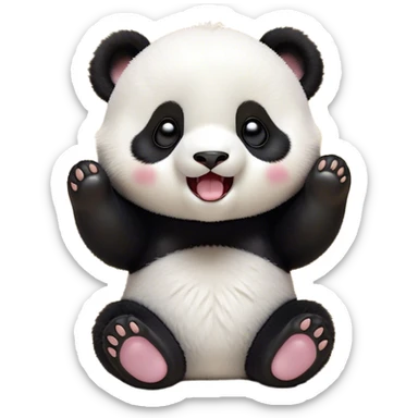 Cinematic Cute Yawning Baby Panda Portrait Emoji, Head tilted slightly with a dramatic, wide-open yawn, showcasing a soft, fuzzy black and white Fur with droopy ears, round eyes barely open in drowsy contentment, Simplified yet irresistibly adorable features, highly detailed, glowing with a soft, cozy glow, high shine, relaxed yet expressive, stylized with a touch of gentle whimsy, bright and endearing, soft glowing outline, capturing the essence of a sleepy yet affectionate baby panda, so drowsy it feels like it could curl up out of the screen for a nap! sticker