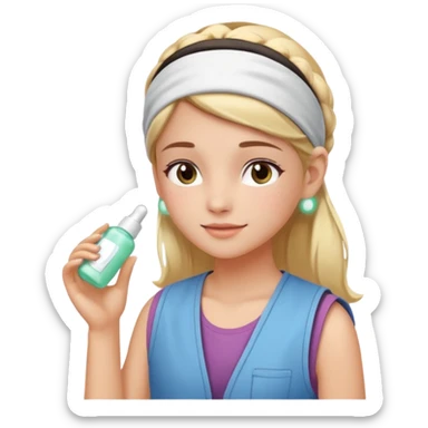 Clean girl aesthetic emoticons, apply skincare products, headband, glowing skin, vest, soft lighting
 sticker
