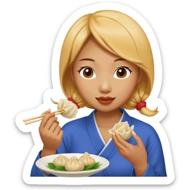 dumpling eat ginger woman sticker
