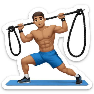 man doing Plank Waves in a crossfit training , with ropes sticker