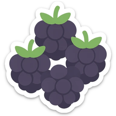 sweet blackberries, minimal flat icon, simple shapes sticker